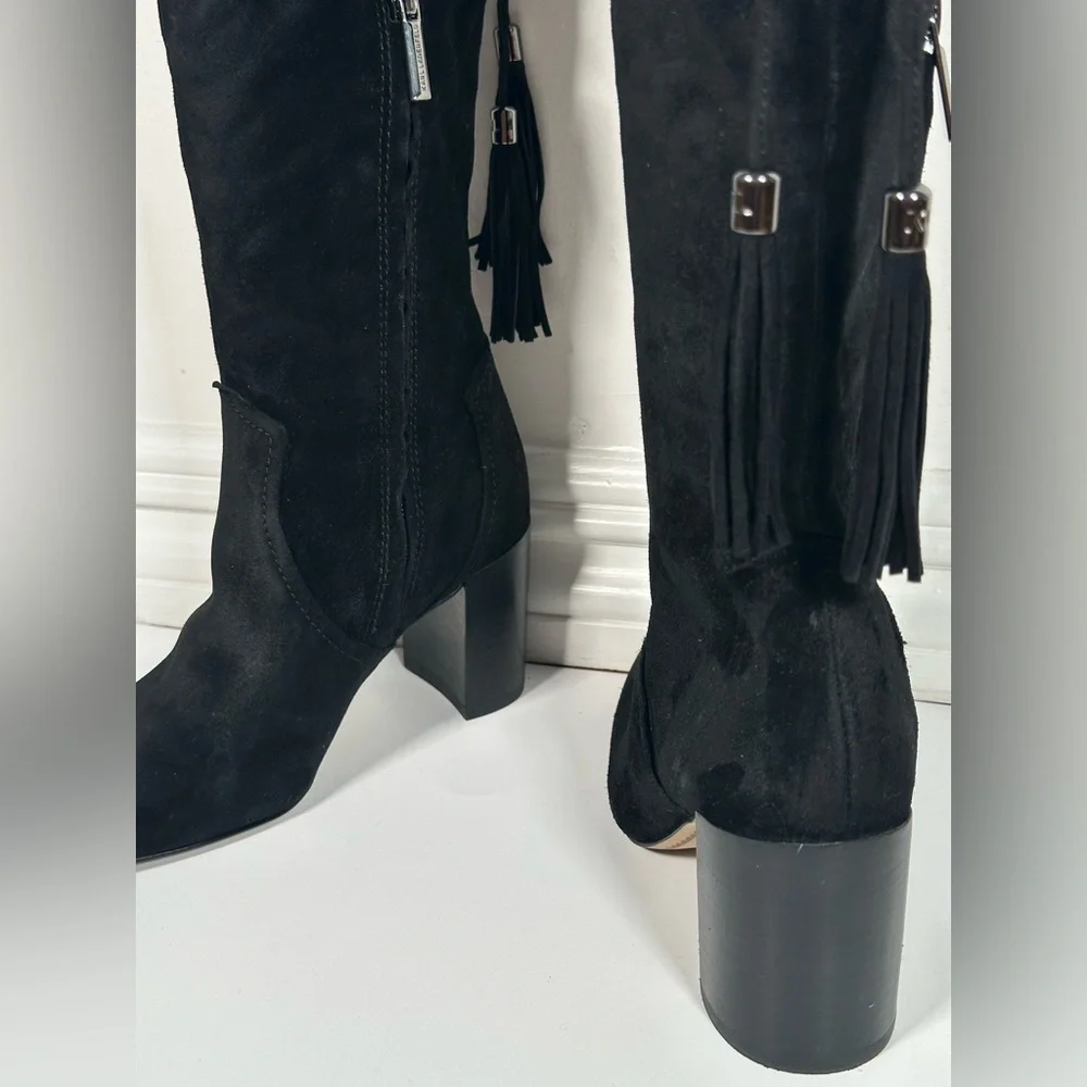 Karl Lagerfeld Boots Black Suede Knee-High Size 5.5